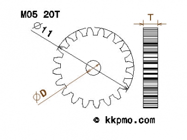Zahnrad / Trieb M0.5 / 20 Zähne AD 11mm