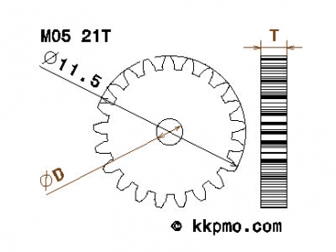 Zahnrad / Trieb M0.5 / 21 Zähne AD 11,5mm