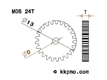Zahnrad / Trieb M0.5 / 24 Zähne AD 13mm