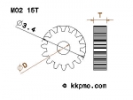 Zahnrad / Trieb M0.2 / 15 Zähne AD 3,4mm