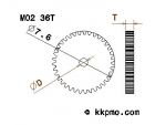 Zahnrad / Trieb M0.2 / 36 Zähne AD 7,6mm