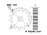 Zahnrad / Trieb M0.3 / 14 Zähne AD 4,8mm
