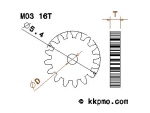 Zahnrad / Trieb M0.3 / 16 Zähne AD 5,4mm