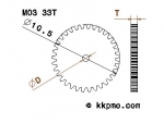 Zahnrad / Trieb M0.3 / 33 Zähne AD 10,5mm
