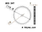 Zahnrad / Trieb M0.3 / 34 Zähne AD 10,8mm