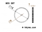 Zahnrad / Trieb M0.3 / 38 Zähne AD 12mm