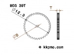 Zahnrad / Trieb M0.3 / 39 Zähne AD 12,3mm