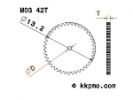Zahnrad / Trieb M0.3 / 42 Zähne AD 13,2mm