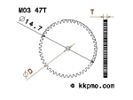 Zahnrad / Trieb M0.3 / 47 Zähne AD 14,7mm