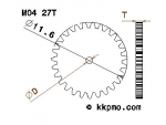 Zahnrad / Trieb M0.4 / 27 Zähne AD 11,6mm