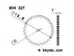 Zahnrad / Trieb M0.4 / 32 Zähne AD 13,6mm