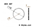 Zahnrad / Trieb M0.4 / 38 Zähne AD 16mm