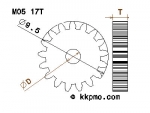 Zahnrad / Trieb M0.5 / 17 Zähne AD 9,5mm