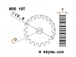 Zahnrad / Trieb M0.5 / 19 Zähne AD 10,5mm