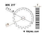 Zahnrad / Trieb M0.5 / 21 Zähne AD 11,5mm