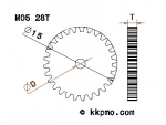 Zahnrad / Trieb M0.5 / 28 Zähne AD 15mm